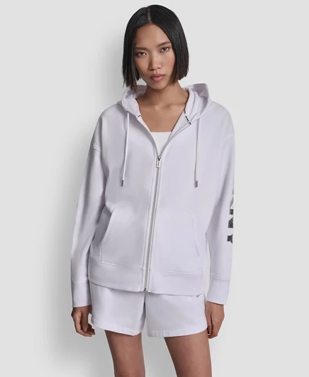 Женская толстовка на молнии DKNY Sport обычного кроя, белая