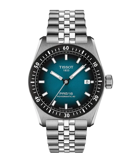 Часы Tissot Unisex Mineral с автоматическим управлением из нержавеющей стали, 38-миллиметровый синий градиент