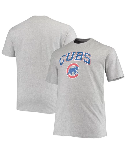 Мужская футболка Fanatics Heathered Grey Chicago Cubs Big and Tall для средней школы heathered gray