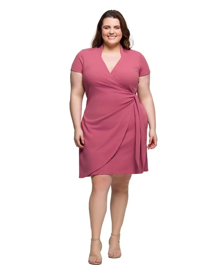 Женское платье 24seven Plus Size, воротник-стойка, розовое