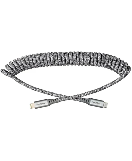 Высокоскоростной кабель Ventev Helix USB C для подключения к Apple Lightning длиной 3 фута серого цвета