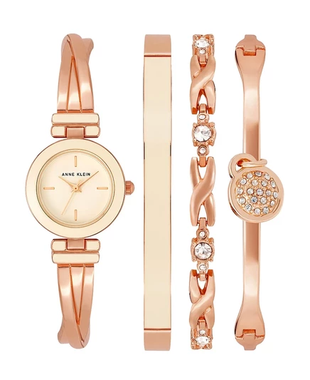 Женские кварцевые часы Anne Klein розового цвета и цвета розового золота с браслетом из металлического сплава, 25 мм, розовые