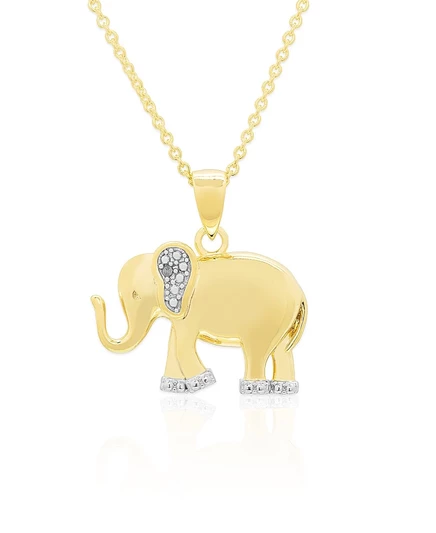 Золотое ожерелье с подвеской в виде слона Macy's Diamond Accent (0,005 карата)