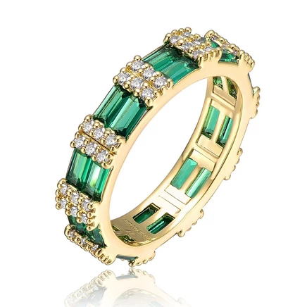 Кольцо Rachel Glauber из золота 14 карат с зеленым ободком и фианитами Eternity Ring green