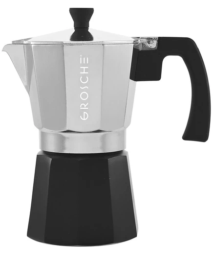 Кофеварка для приготовления эспрессо GROSCHE Milano Tuxedo на плите с 6 чашками Moka Pot black
