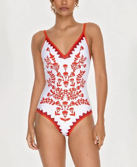 Женский слитный купальник Jessie Zhao New York Red Coral, реверсивный, красный