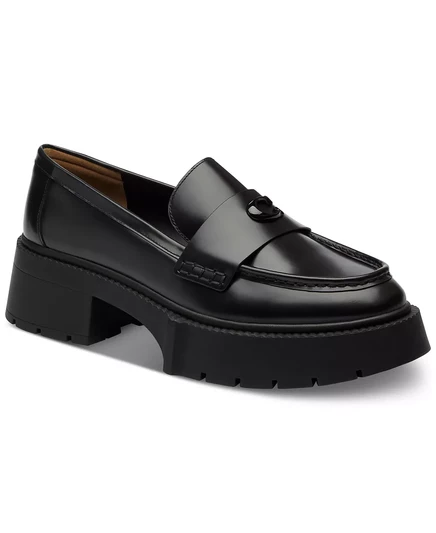  Женские мокасины на платформе Leah  black smooth leather