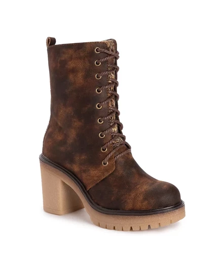 Женские высокие джазовые сапоги на каблуке Muk Luks brown
