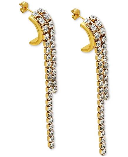 Серьги Heymaeve Draped J-Hoop позолоченные 18K с фианитами, золотистые