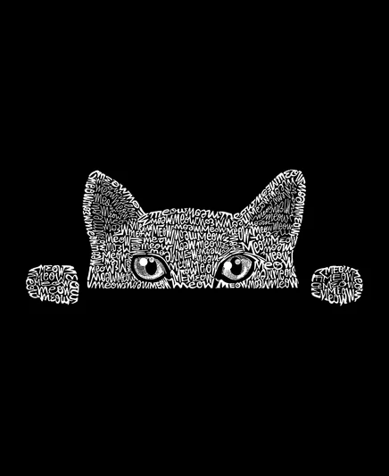 Мужская футболка с надписью Word Art Peeking Cat black