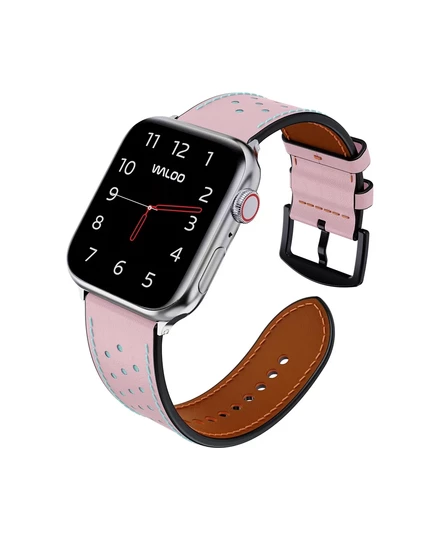 Ремешок Waloo для Apple Watch кожаный дышащий, розовый