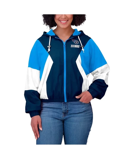 Женская светло-голубая ветровка Tennessee Titans Color Block на молнии от Erin Andrews из коллекции WEAR by Erin Andrews light blue