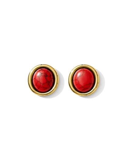 Серьги Alv Jewels с камнем в золотистой оправе, красные