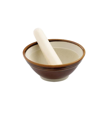 Ступка с пестиком Helen's Asian Kitchen Suribachi, керамическая, коричневая