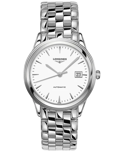 Мужские швейцарские автоматические часы Longines с флагманским браслетом из нержавеющей стали 38 мм