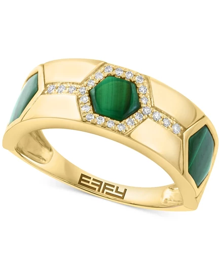 Кольцо EFFY малахит 1/10 кт, позолоченное серебро, зеленое