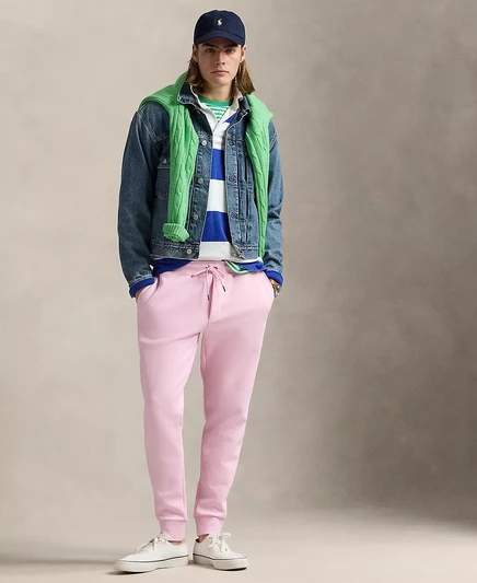  Мужские брюки для бега трусцой из двойной вязки pink