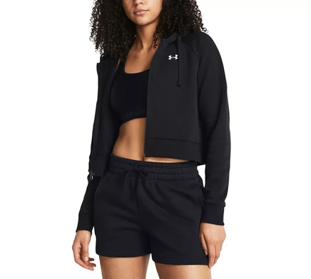 Укороченная флисовая толстовка с капюшоном на молнии Under Armour Womens Rival black /  / white