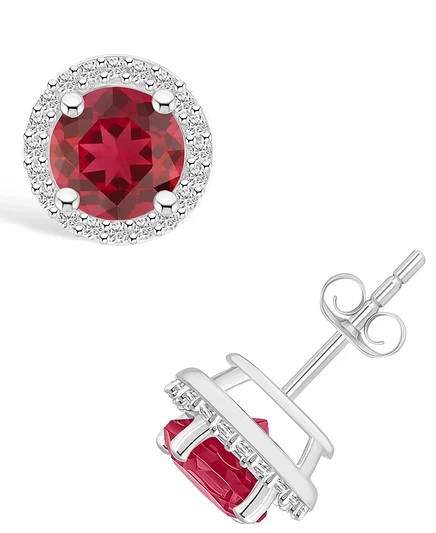 Женские серьги Macy's Halo, рубин, золото 585, рубиновые
