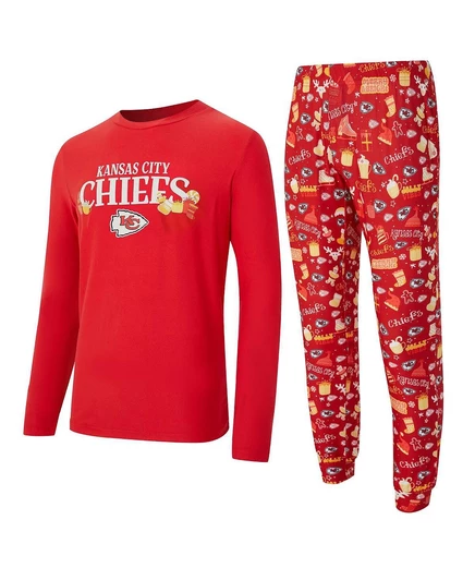 Мужской комплект из 2 предметов красного цвета Kansas City Chiefs Chestnut с длинным рукавом и брюками red