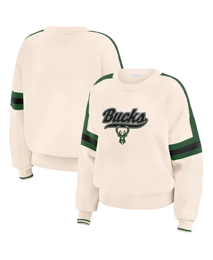 Женский свитер WEAR by Erin Andrews Milwaukee Bucks, кремовый