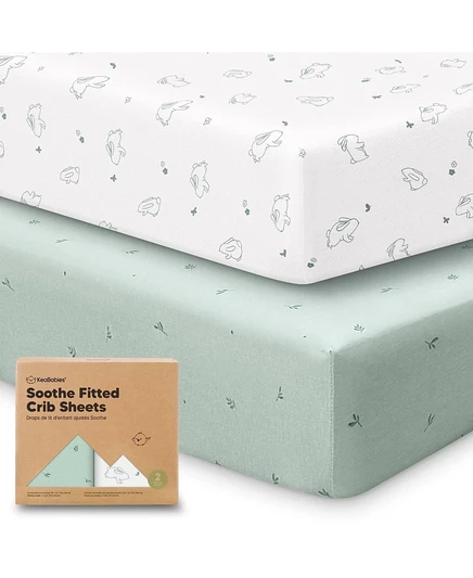 KeaBabies 2pk Успокаивающие простыни для детской кроватки Нейтральные, Детские простыни для кроватки, подходят для стандартного детского матраса зеленый