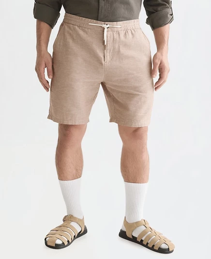 Мужские шорты из льняной смеси SCOTCH & SODA обычного кроя коричнево-бежевого цвета