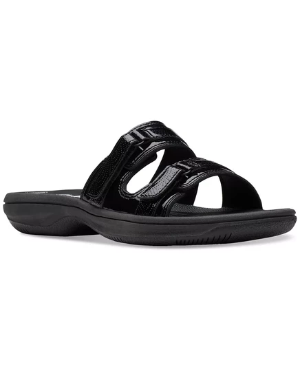 Женские босоножки Clarks Cloudsteppers Breeze Piper Comfort Slide black patent (boxed)