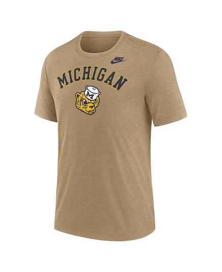 Мужская футболка Nike Heather светло-коричневого цвета Michigan Wolverines Legacy Arch Tri-Blend от Nike light brown