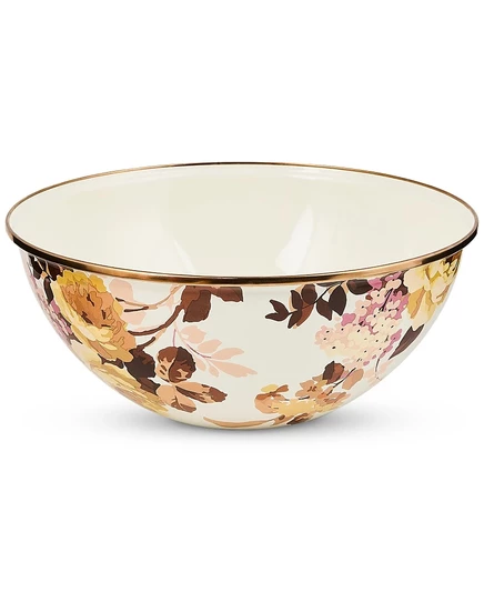 Большая миска Mackenzie-Childs Wild Rose 3,8 л, белая