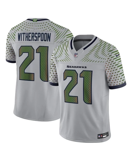 Мужская футболка Devon Witherspoon Wolf Gray из лимитированной коллекции Rivalries Seattle Seahawks 2025 от Devon Witherspoon Wolf Gray. gray