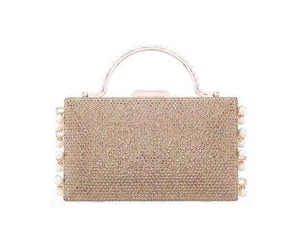  Клатч Minaudiere с подвеской из культивированного жемчуга, украшенный кристаллами dark gold