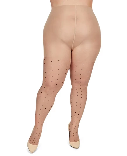 Женские колготки MeMoi Pindot Sheer Curvy Control Top с прозрачным верхом ММ-2301	 nude-black
