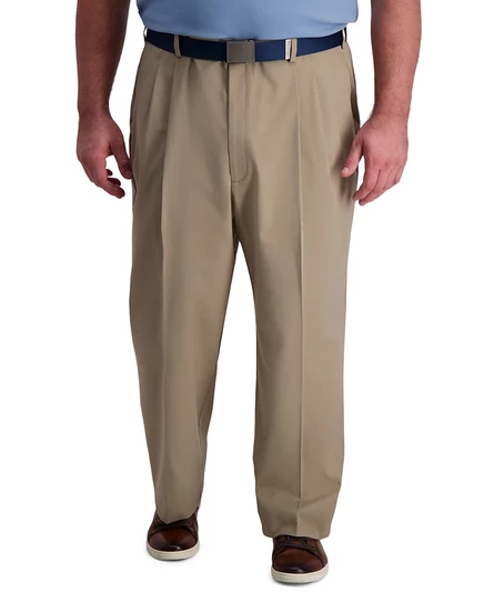 Мужские классические брюки Haggar Big & Tall со складками, бежевые