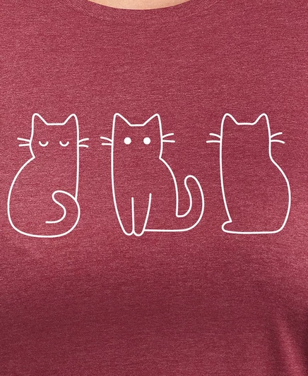 Модная футболка Hybrid Apparel с круглым вырезом и графическим рисунком в виде кошек размера плюс 3 размера red