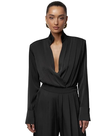 Женское боди Jluxlabel Visionary плиссированное, черное