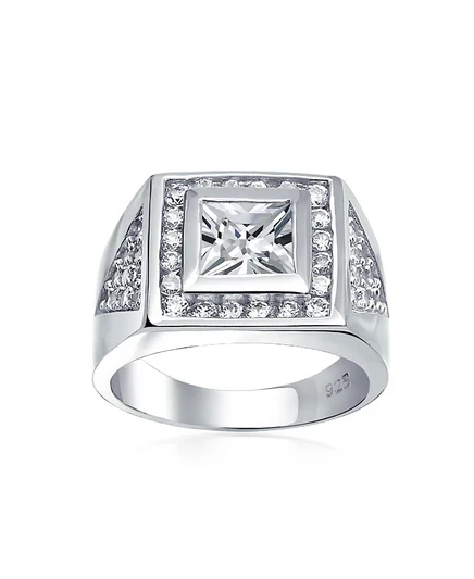 Мужское кольцо Bling Jewelry с фианитами, белое