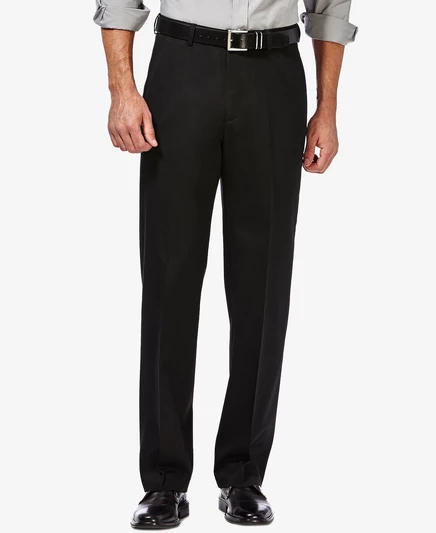 Брюки Haggar Mens Premium без подкладки цвета хаки классического кроя с плоской передней частью и скрытой расширяющейся талией black