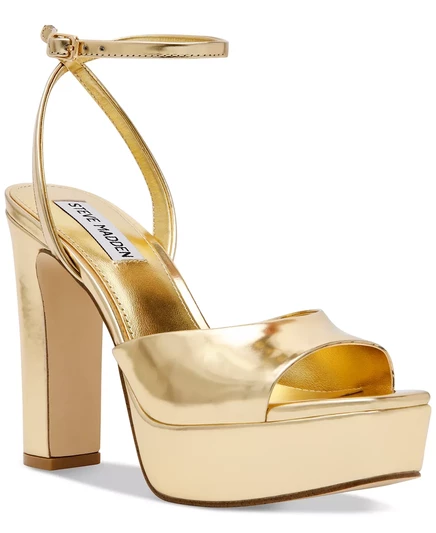  Женские модельные босоножки на платформе с ремешком на щиколотке gold mirror metallic