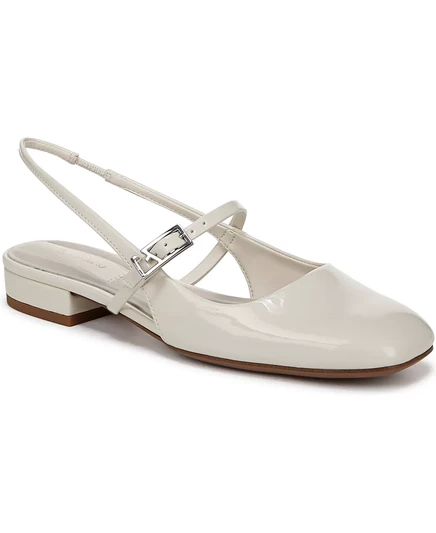  Женские туфли-лодочки на плоской подошве Mary Jane с квадратным носком от Destin white faux patent