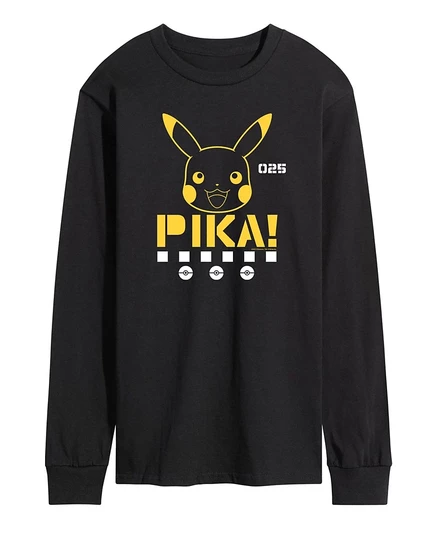 Мужская футболка с длинным рукавом Pokemon Pika black