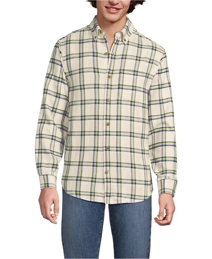 Мужская флагманская фланелевая рубашка с длинным рукавом ivory latte plaid