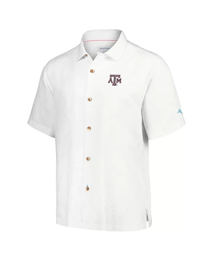 Мужская белая футболка Tommy Bahama Texas A M Aggies Castaway Game Camp, застегивающаяся на пуговицы cream