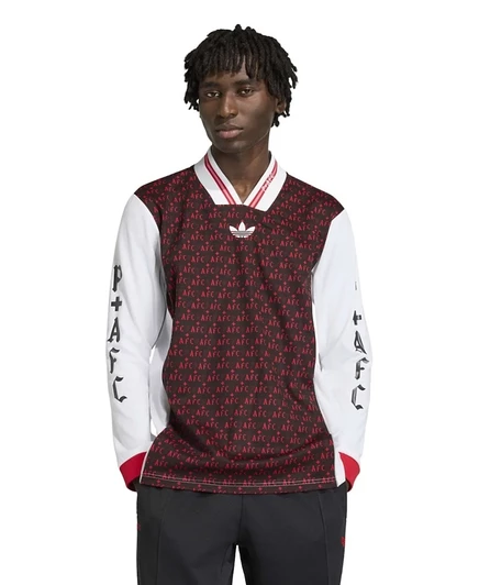 Мужская черная футболка Adidas Arsenal x Places Faces Lifestyle с длинным рукавом черного цвета