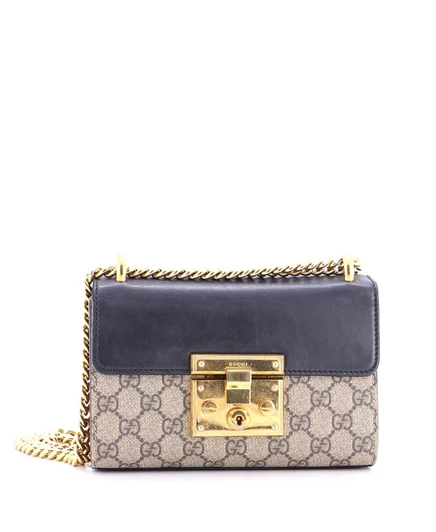 Женская сумка Gucci Padlock из GG холста и кожи, черная