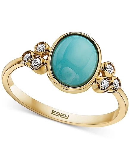 Кольцо EFFY с бирюзой и бриллиантами 14k, голубое