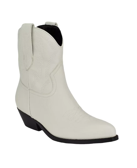 Женские Жинетт низкий лодыжки ковбойские ботильоны white- faux leather
