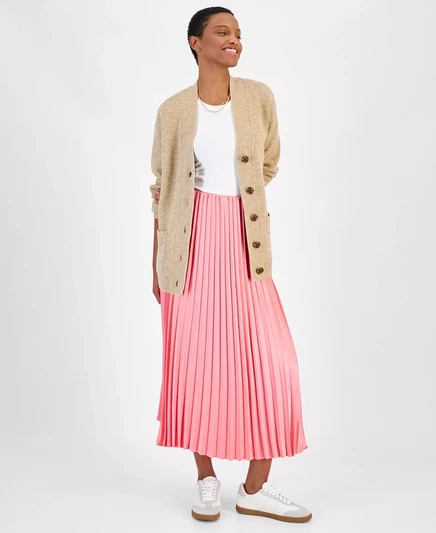  Женский длинный кардиган с накладными карманами, созданный для Macy's warm camel heather