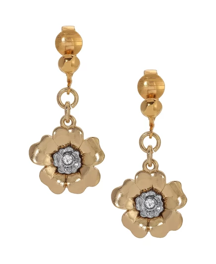 Серьги-клипсы 2028 Crystal Flower с кристаллами, золотистые