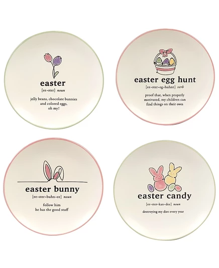 Канапе-тарелки Certified International Easter Words 4 шт., Ø15 см, розовые